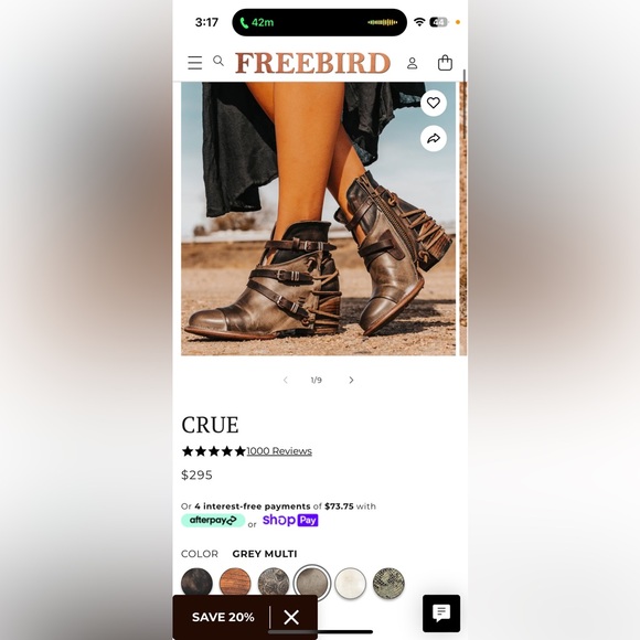 Freebird Crue bootie. Size 10! Color is mutli grey!!  Steam punk!  Bohemian! - Picture 2 of 13